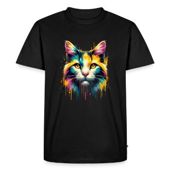 Splash Art Cymric Cymrics Canadiens à poil long - T-shirt Premium bio Homme - noir - Devant - Nico (187cm)