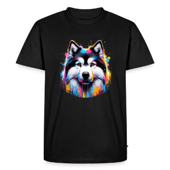 Splash Art Chien esquimau canadien - T-shirt Premium bio Homme - noir - Devant - Nico (187cm)