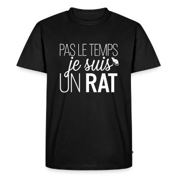 Pas Le Temps Je Suis Un Rat - T-shirt Premium bio Homme - noir - Devant - Nico (187cm)