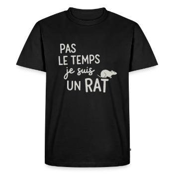 Pas Le Temps Je Suis Un Rat - T-shirt Premium bio Homme - noir - Devant - Nico (187cm)