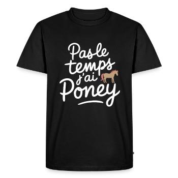 Pas Le Temps J'ai Poney Amoureux Équestre - T-shirt Premium bio Homme - noir - Devant - Nico (187cm)