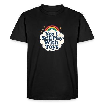 , je joue avec des jouets. Pénis Femme Torride - T-shirt Premium bio Homme - noir - Devant - Nico (187cm)
