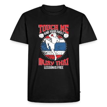 Muay Thai Thaiboxing Kickboxing MMA Shirt - Men's Premium Organic T-Shirt - black - Front - Nico (187cm)