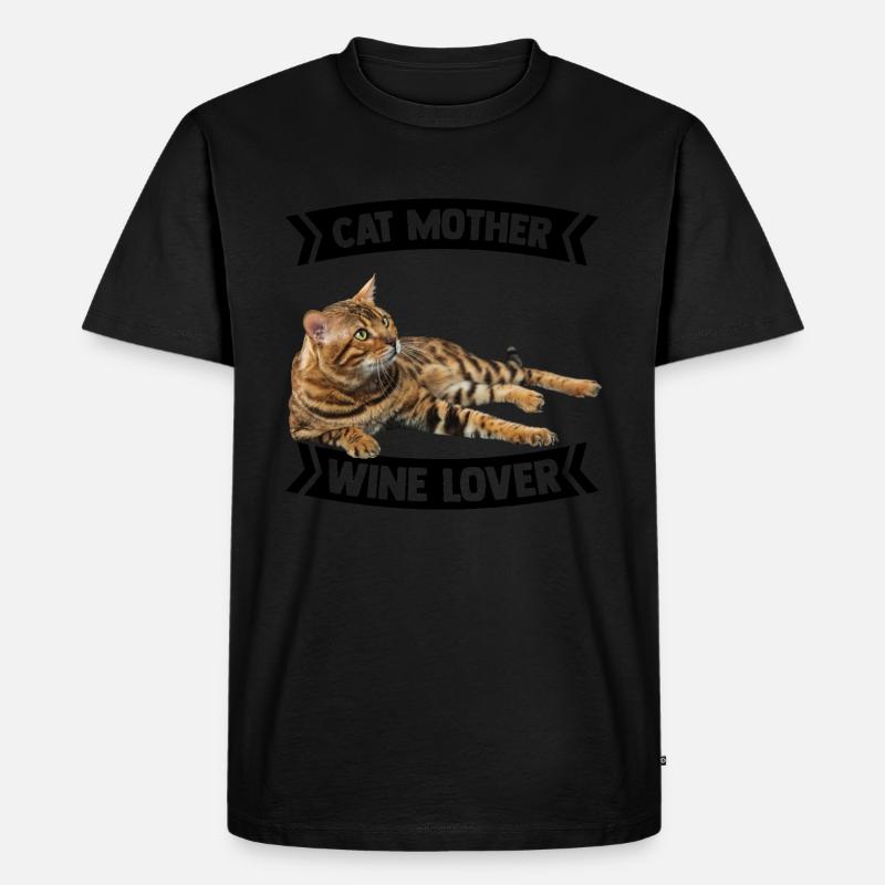 Katzen Mama Mutter Wein - Männer Premium Bio T-Shirt - Schwarz