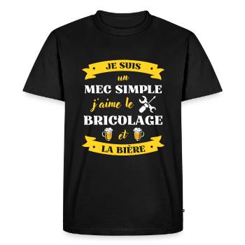 mec simple bricolage biere humour bricoleur cadeau - T-shirt Premium bio Homme - noir - Devant - Nico (187cm)