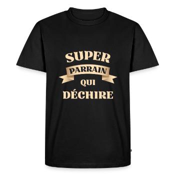 super parrain qui dechire humour parrain filleule - T-shirt Premium bio Homme - noir - Devant - Nico (187cm)