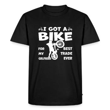 Les motards BMX qui aiment montrer leurs astuces - T-shirt Premium bio Homme - noir - Devant - Nico (187cm)