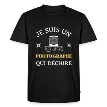 photographe qui déchire humour photo cadeau drole - T-shirt Premium bio Homme - noir - Devant - Nico (187cm)