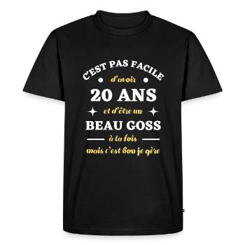beau goss 20 ans homme anniversaire cadeau humour - T-shirt Premium bio Homme - noir - Devant - Nico (187cm)