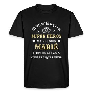 50 ans de mariage homme humour marié cadeau drole - T-shirt Premium bio Homme - noir - Devant - Nico (187cm)