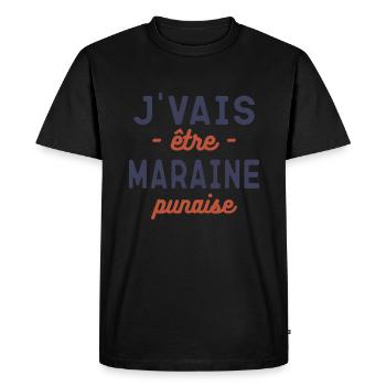 Pour future Maraine Annonce de Grossesse - T-shirt Premium bio Homme - noir - Devant - Nico (187cm)
