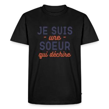 Annonce De Grossesse Pour Frangine - T-shirt Premium bio Homme - noir - Devant - Nico (187cm)