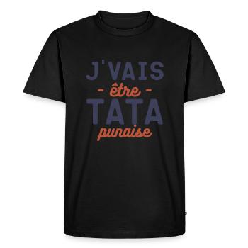 Pour future Tata Annonce de Grossesse - T-shirt Premium bio Homme - noir - Devant - Nico (187cm)