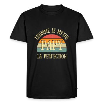 papy perfection humour fête des grands pères papi - T-shirt Premium bio Homme - noir - Devant - Nico (187cm)