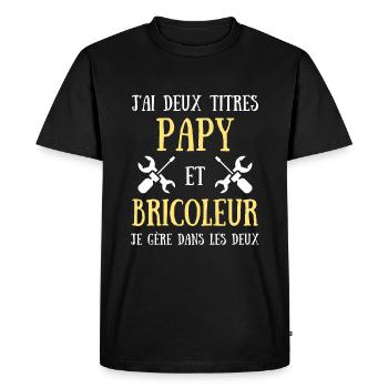deux titres papy bricoleur humour bricolage homme - T-shirt Premium bio Homme - noir - Devant - Nico (187cm)