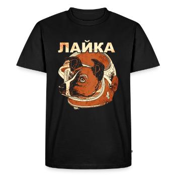 Laika Space Dog - Men's Premium Organic T-Shirt - black - Front - Nico (187cm)