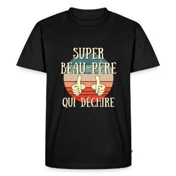 super beau père qui déchire humour idée cadeau - T-shirt Premium bio Homme - noir - Devant - Nico (187cm)