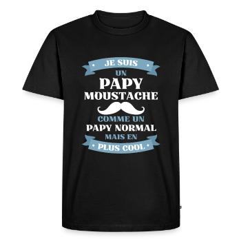 papy moustache humour papi idée cadeau grand père - T-shirt Premium bio Homme - noir - Devant - Nico (187cm)