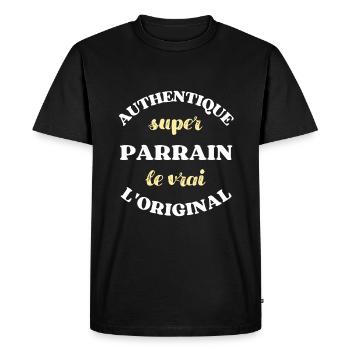 Super parrain filleul filleule humour idée cadeau - T-shirt Premium bio Homme - noir - Devant - Nico (187cm)