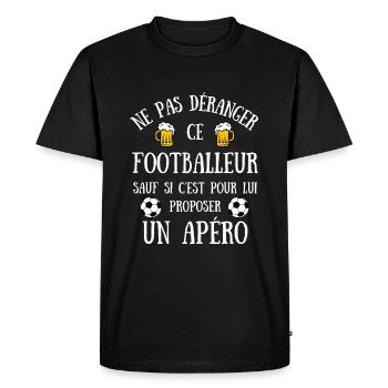 footballeur apéro humour foot homme idée cadeau - T-shirt Premium bio Homme - noir - Devant - Nico (187cm)