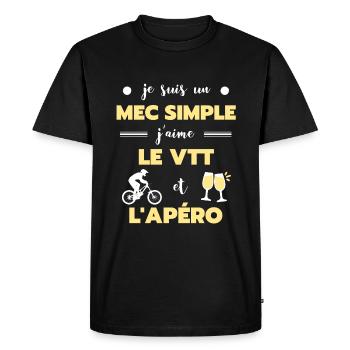 mec simple vtt apéro humour vététiste homme rigolo - T-shirt Premium bio Homme - noir - Devant - Nico (187cm)
