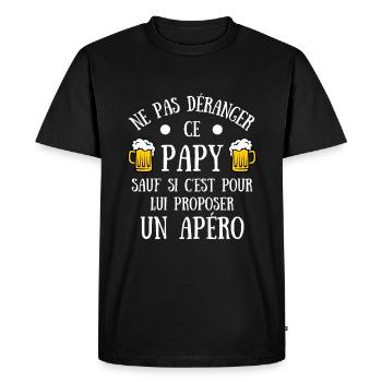 papy apéro humour grand père papi humoristique - T-shirt Premium bio Homme - noir - Devant - Nico (187cm)