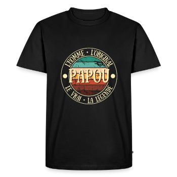 papou légende humour papy homme idée cadeau papi - T-shirt Premium bio Homme - noir - Devant - Nico (187cm)