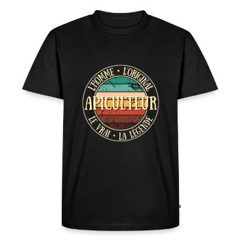 apiculteur homme humour apiculture idée cadeau - T-shirt Premium bio Homme - noir - Devant - Nico (187cm)