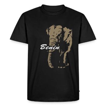 Bénin - Eléphant - T-shirt Premium bio Homme - noir - Devant - Nico (187cm)