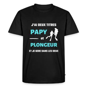 papy plongée sous marine homme humour plongeur - T-shirt Premium bio Homme - noir - Devant - Nico (187cm)