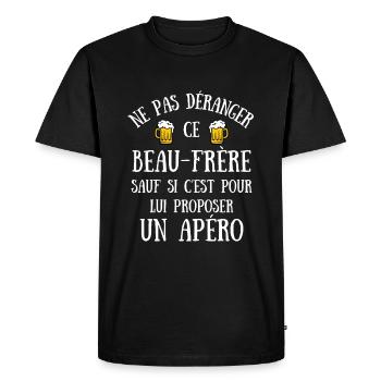beau frère homme humour beauf idée cadeau apéro - T-shirt Premium bio Homme - noir - Devant - Nico (187cm)