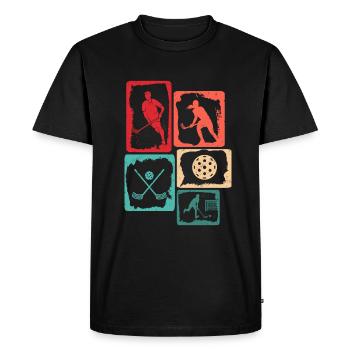 Joueur de floorball Floorballer Enfants Floorball - T-shirt Premium bio Homme - noir - Devant - Nico (187cm)