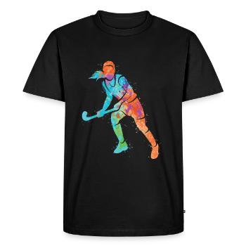 Joueur de hockey Joueur de hockey Bunt Hockey sur gazon - T-shirt Premium bio Homme - noir - Devant - Nico (187cm)