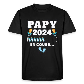 Futur Papy 2024 En Cours - T-shirt Premium bio Homme - noir - Devant - Nico (187cm)