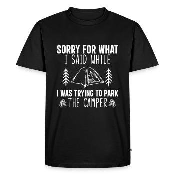 Cool Camping Saying Gift Idea - Men's Premium Organic T-Shirt - black - Front - Nico (187cm)