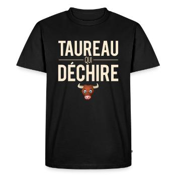 Taureau qui déchire signe astrologique horoscope - T-shirt Premium bio Homme - noir - Devant - Nico (187cm)