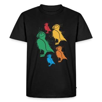 Puffin Puffins Girls Kids Puffin - Men's Premium Organic T-Shirt - black - Front - Nico (187cm)