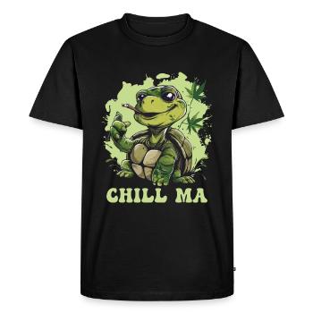 Chill Ma Kiffer Schildkröte Joint Chillkröte Weed - Männer Premium Bio T-Shirt - Schwarz - Vorne - Nico (187cm)