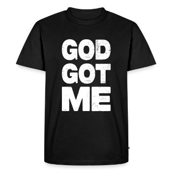 God Got Me - Men's Premium Organic T-Shirt - black - Front - Nico (187cm)
