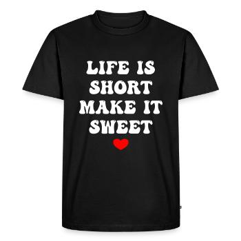 La vie est courte, rendez-la douce - T-shirt Premium bio Homme - noir - Devant - Nico (187cm)