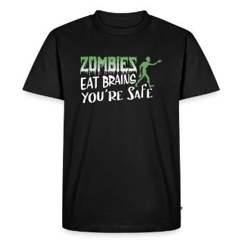 Funny Zombie Saying - Men's Premium Organic T-Shirt - black - Front - Nico (187cm)