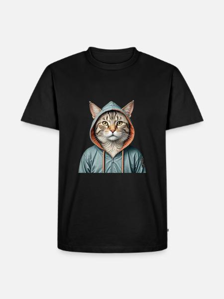 Cat wearing a jacket - Men's Premium Organic T-Shirt - black