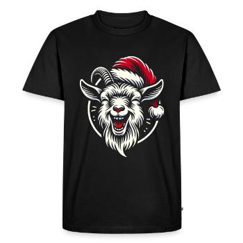 Drôle de chèvre de Noël avec chapeau de Père Noël - T-shirt Premium bio Homme - noir - Devant - Nico (187cm)