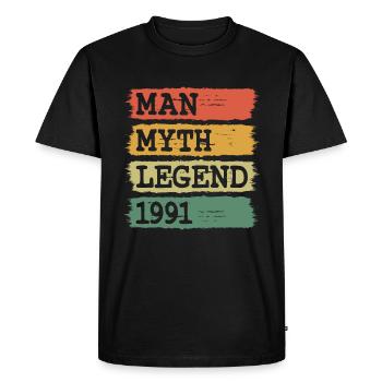 1991 Vintage Man Myth Legend Anniversaire - T-shirt Premium bio Homme - noir - Devant - Nico (187cm)