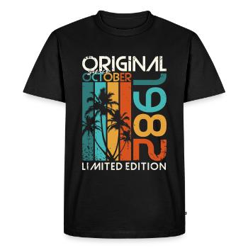 Octobre 1982 Cadeau d’anniversaire de naissance - T-shirt Premium bio Homme - noir - Devant - Nico (187cm)