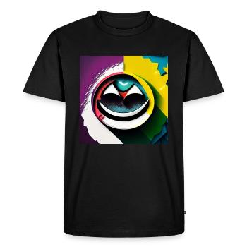 Abstrait, sourire heureux sur fonds de peinture - T-shirt Premium bio Homme - noir - Devant - Nico (187cm)