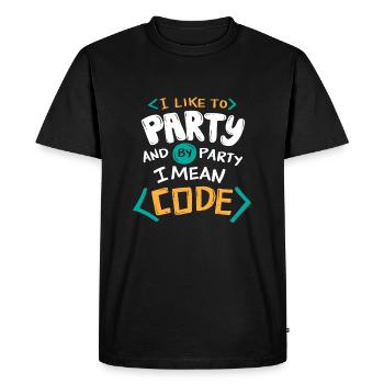 J'aime faire la fête et par fête, je veux dire le code - T-shirt Premium bio Homme - noir - Devant - Nico (187cm)