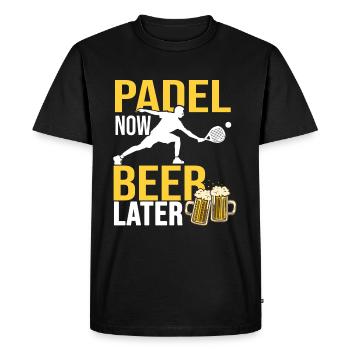 Padel now beer after padel and beer - Men's Premium Organic T-Shirt - black - Front - Nico (187cm)