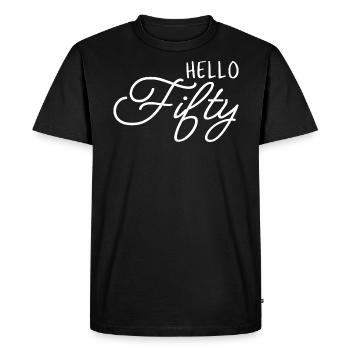Hello Fifty I - Cadeau de 50e anniversaire - T-shirt Premium bio Homme - noir - Devant - Nico (187cm)