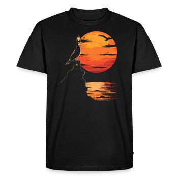Mouette Oiseau De Mer Phare Coucher De Soleil - T-shirt Premium bio Homme - noir - Devant - Nico (187cm)